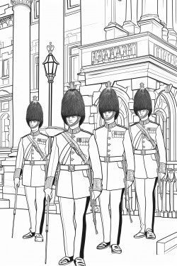 united kingdom kings guards in changing ceremony
