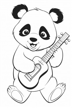 panda playing music instruments