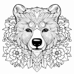 black bear with pattern inside with flowers