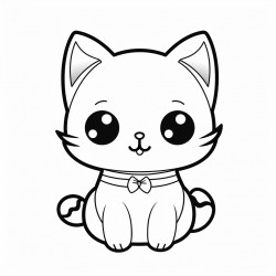 cute cat in a minimalism kawaii style