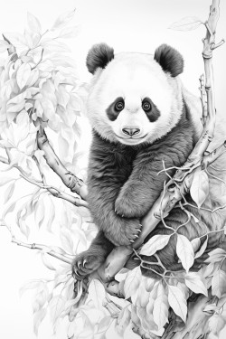 panda mange des feuille sur une branche darbre