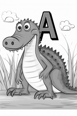 the letter a with a picture of an alligator