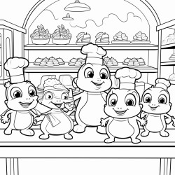 cartoon kawai frogs bakery shop theme