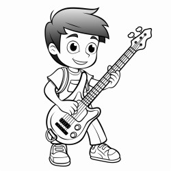student playing the bass guitar