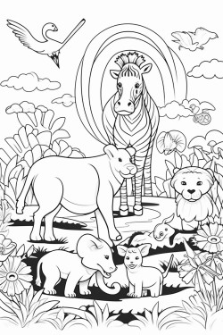 nature including rainbow kids plants animals