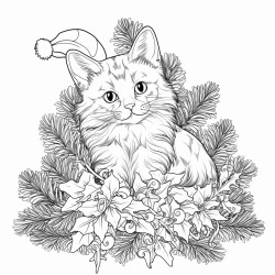 cat sitting on top of christmas tree