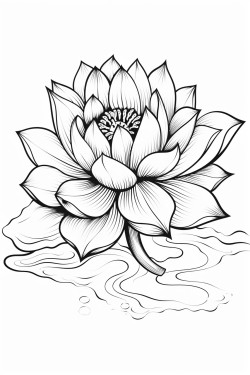 lotus flower floating on water with detailed petals