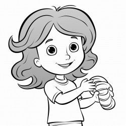 5 year old caucasian girl with medium length hair whos holding an earthworm in her hand