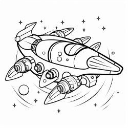 a futuristic spaceship with a colorful design zooming past a nebula