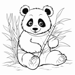 a panda holding bamboo