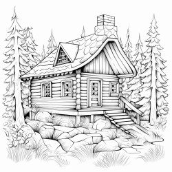 cosy cabin in the woods with outside decor