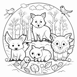 autum wood land animals