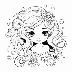 dessin de livre de coloriage noir et blanc pour les enfants style sirne