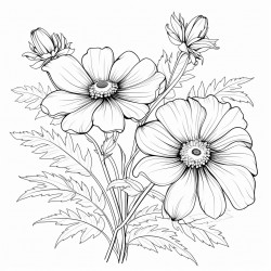 simple wildflower drawing with bold and black lines