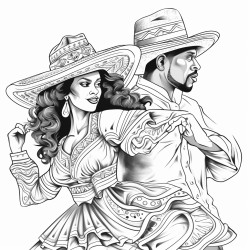 pareja bailando bachata chica cabello afro y chico con sombrero