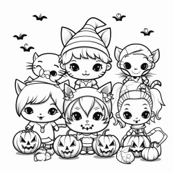 cute but spooky halloween line art images bold even complete lines no grayscale white background