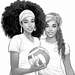 black girls playing volleyball