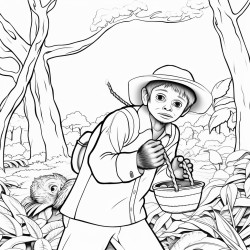 harvesting cocoa in the jungle with a spider monkey