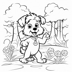 a dog dancing in the forest