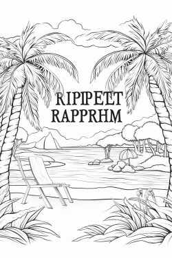 a beach scene with palm trees that has the words happy retirement in large white letters centered in the foreground