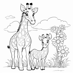 un ourson et une girafe qui boivent ensemble