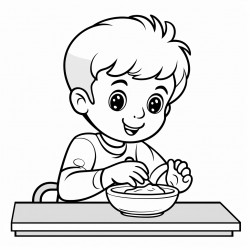 child eating with their right hand with eyes look closed and down