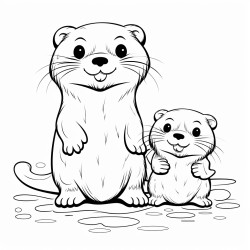 mommy and son otter holding hands