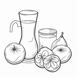 coloring pages  fruit juice cofee milk  eggs