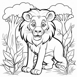 a lion in the forest
