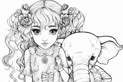 doll with pigtails and a stuffed elephant