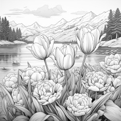 tulips in lake water