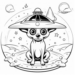 alien dog in ufo in space