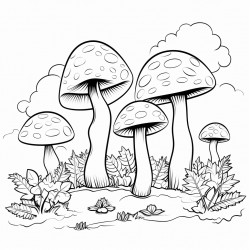 a forest landscape with mushrooms