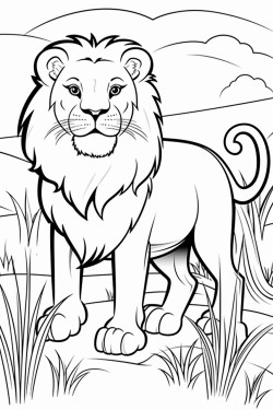 a lion in the savana