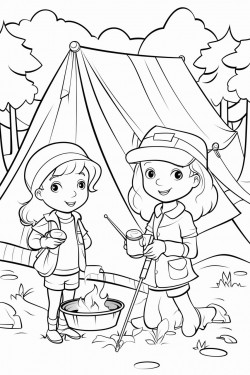 kids at a camp site