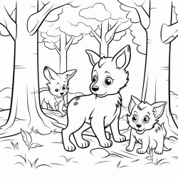 puppies playing in a forest