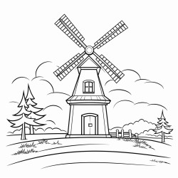 svg outline of country farm windmill blade