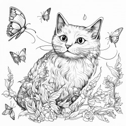 flying cat between birds