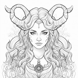 young goddess with horns