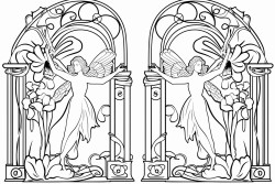art deco style fairies gates flowers