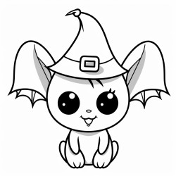 cute bat wearing a witch hat