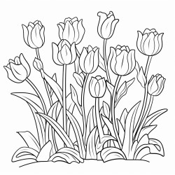 a garden of tulips in various colors