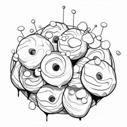 one big donut made out of a lot of balloons