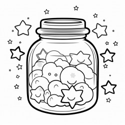 jar of cookies with heart pattern outside and stars