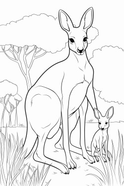 kangaroo with joey in the trees