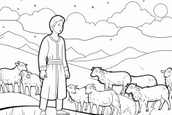 shepherds in field at night