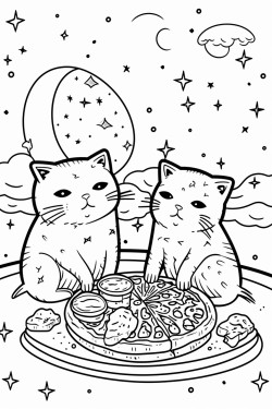 cats in space eating pizza
