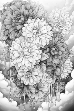 flowers raining down from clouds