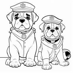 create a school safety coloring page that includes english bulldog puppies as the students