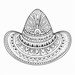 a single decorative sombrero with a wide brim and a few simple patterns the design is minimal with thick clean lines